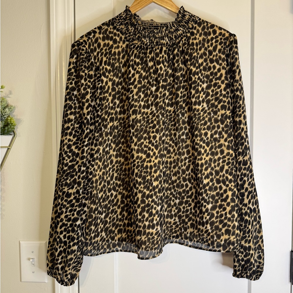 J. Crew Animal Print Blouse &Hoop Earring Bundle